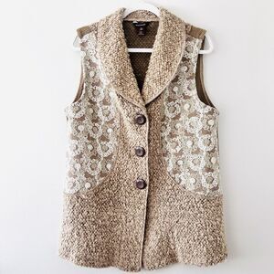 Gorgeous Unique Textured Embroidered Earthy Boho Hippie Cardigan by Multiples PL